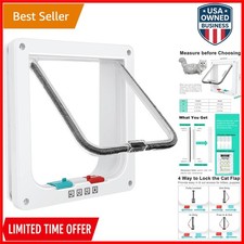 Pet Safety Door Plastic Weatherproof 4-Way Lock for Cats Small Dogs