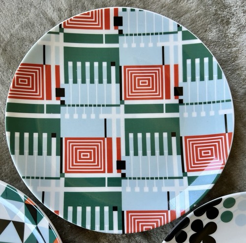 set of 4 - FRANK LLOYD WRIGHT 1955 Textile Line Porcelain Dessert Plates-Good/VG - Picture 4 of 8