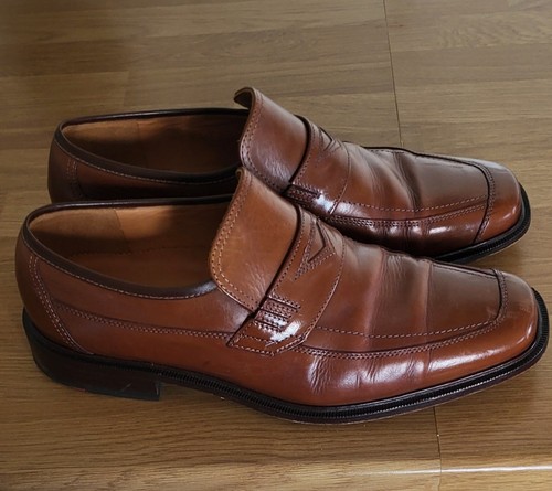 VINTAGE Italian Penny Loafers lloyds Mens Brown Tan Loafers size 8.5 uk - Picture 4 of 9
