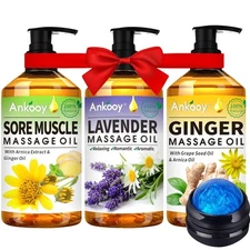 Massage Oil Set for Relaxation, Sore Muscles & Lymphatic Drainage