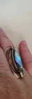 Unique Vintage Sterling Boho Silver Flip Ring Onyx & Albacore