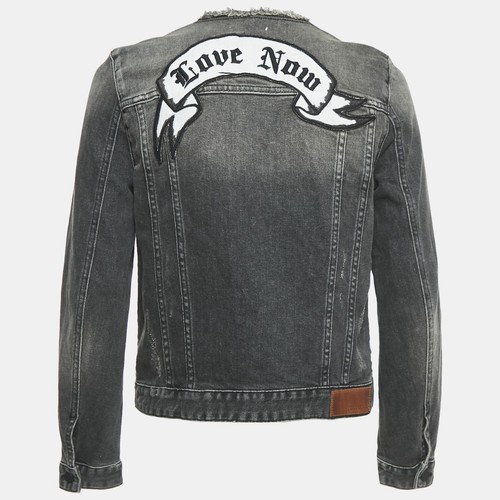 Zadig & Voltaire Grey Washed Denim Collar Neck Jacket M - Picture 2 of 5