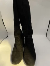 Stuart Weitzman  Yuliana Knee High Black Suede Leather Boots Size 6.5
