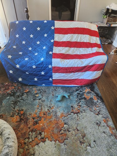 Coperta patriottica bandiera rossa bianca blu coperta trapuntata misura 80 X 80 - Foto 1 di 3