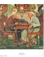 Norman Rockwell funny APRIL FOOL's DAY print "THE GAME" 11" x 15" SEEK and FIND 
