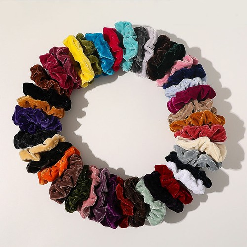 Womens Pure Color Hair Scrunchies Velvet Hair Rings Elastic Hairbands Hair  ❶ - Picture 1 of 43