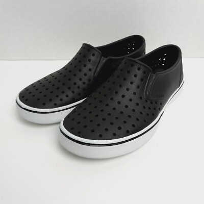 Native Miles Perforated Summer Slip On Shoes Sneakers Jiffy Black White Sz W6 M4