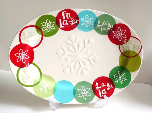 Hallmark Christmas Fa-La-La Serving Platter Retro MCM Style - Picture 1 of 3