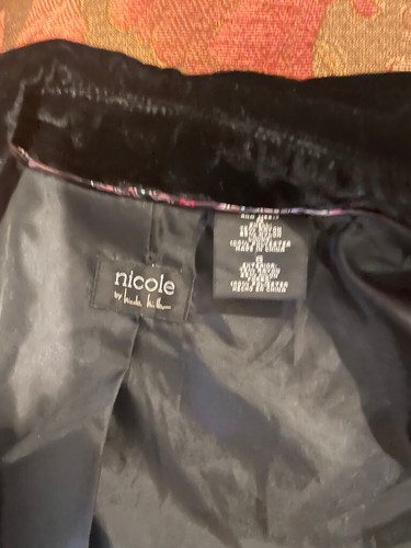Nicole By Nicole Miller 1 Button Velvet 3/4 sleeves Lined Blazer Size 6 - Picture 5 of 5