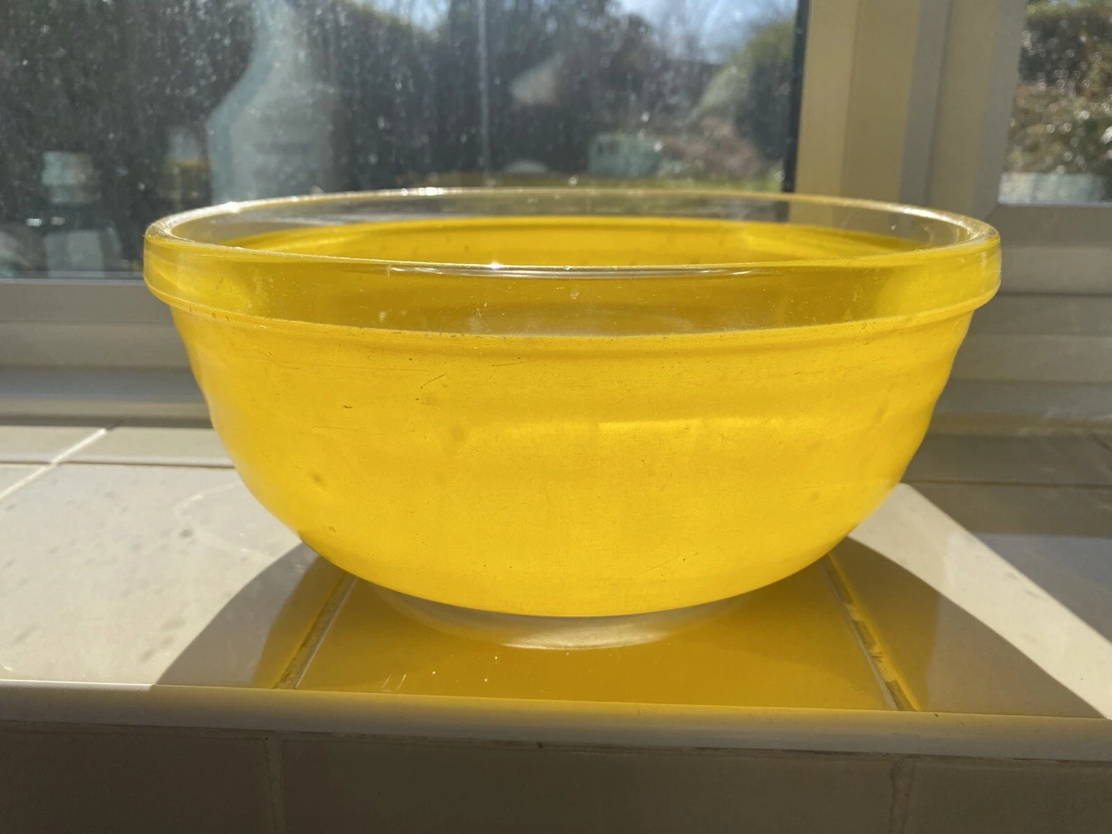 Vintage Phoenix Pyrex Ribbed Glass Mixing Bowl Coloured Yellow