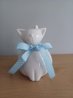 CERAMIC CAT ORNAMENT Light Grey  Kitty  Gift Decoration by Langs 14cm Tall NEW