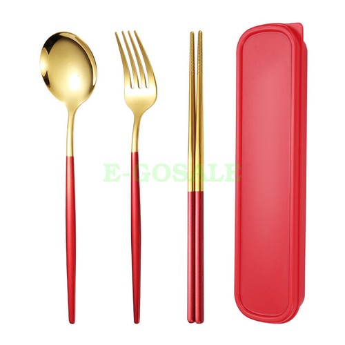 Dreiteiliges Set Edelstahl Löffel, Essstäbchen, Gabeln, Geschirr NEU - Bild 23 von 25