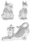 Cats Silver Sparke Diamante Art Cat Ornaments Bling Figurines Ideal Gift