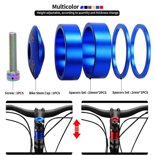 OUO MTB Bicycle Stem Top Cap Headset Cover Spacers Kit Front Fork Ring Spacer - Zdjęcie 8 z 27