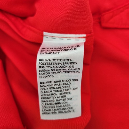 Chico's Top Womens 3 US 16 Red 1/4 Button Cotton Blend Minimalist Holiday Office - Picture 8 of 14