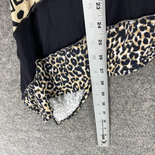 Coco Bianco Blouse Women M Medium Black Animal Print Cowl Neck Short Sleeve - Picture 5 of 6