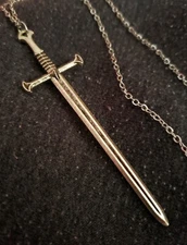 Sword Dagger Knife Necklace Silver Extra Large/Long 3.5" Sword Pendant on Chain