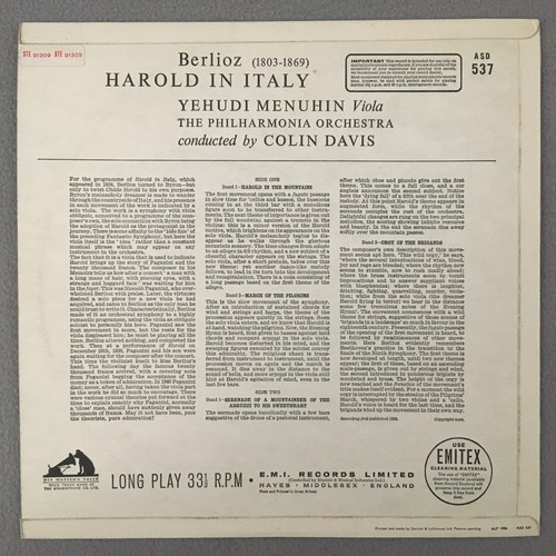 R556 Berlioz Harold in Italy Menuhin / Violin Davis LPO HMV ASD 537 Stereo ED1 - Picture 3 of 3