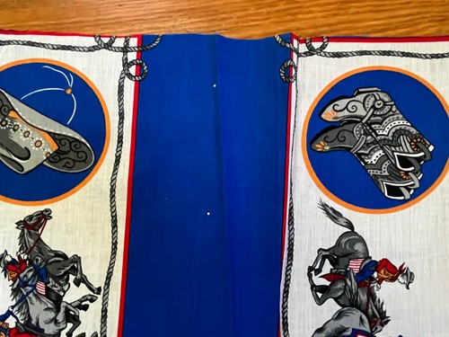 VTG Western Fabric Panel + 2 PC 12" X 45" Cowboys Horses Boots Native Headdress - Picture 12 of 18
