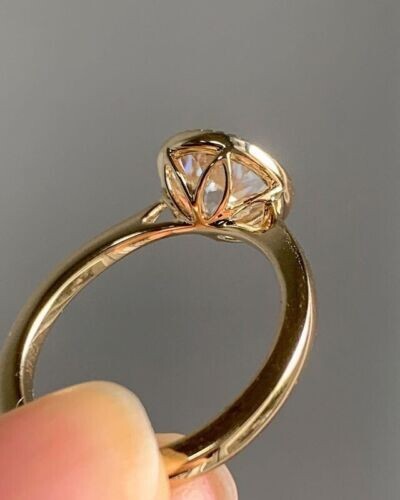 2 kt natürlicher Moissanit Solitär Damen Verlobungsring 14 K Weißgold vergoldet - Bild 4 von 4