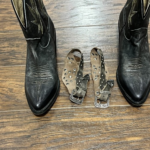 Botas Circle G Western para mujer 77,5 M negras plateadas cuero cepillado punta - Imagen 13 de 15