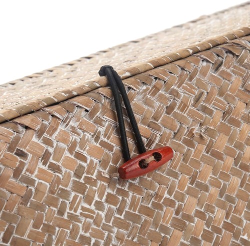 Whitewash Seagrass Tank Basket with Lid Woven Toilet Roll Storage - Picture 5 of 8