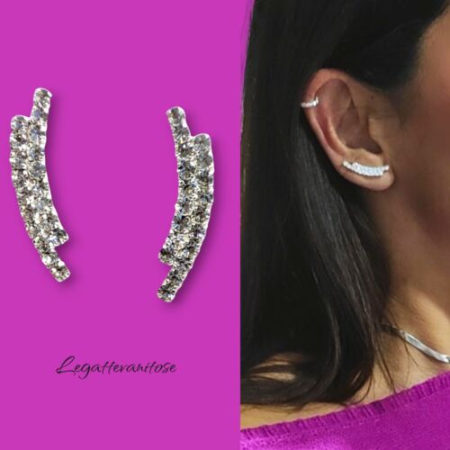 Orecchini Donna in Argento 925 Rampicanti con zirconi 2 pezzi EarCuff Arco - Foto 6 di 7