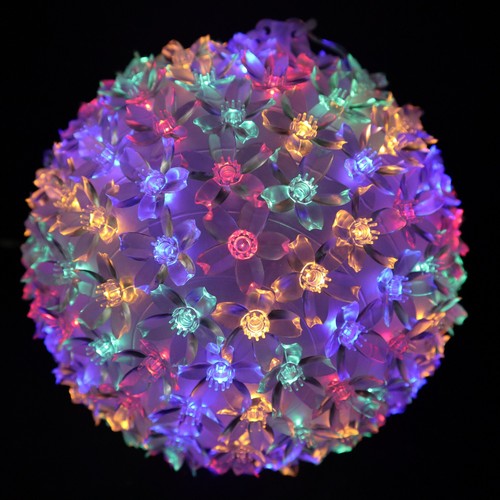 SOLAR 22cm 200 LED Cherry Blossom Petal Ball Hanging Outdoor Christmas Light NEW - Picture 6 of 8