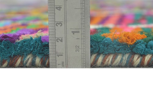 Cotton Polyester Multi Color Rug 5X8 Modern Hand Woven Bohemian Diamond Rug - Picture 8 of 9