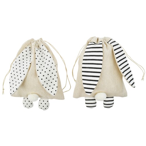 2er Set Stoffbeutel mit Hasenohren Ostertasche Geschenkbeutel Osterbeutel Ostern - Bild 1 von 4