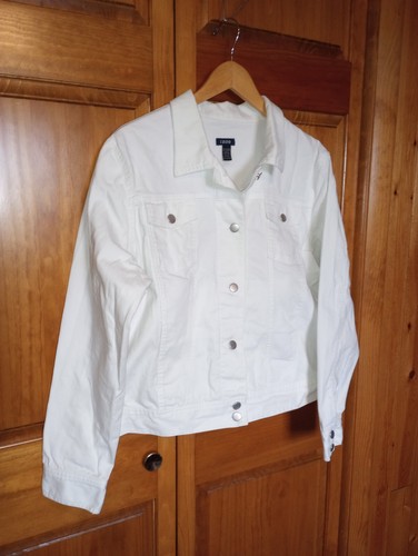 NWOT White Denim Mens XL Trucker Jacket by IZOD Cotton blend IRL measures below - Picture 17 of 24