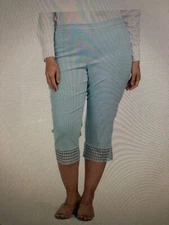 Zac & Rachel blue pull on 22" Inseam 42" Waist capri pants 20W Plus Crop NWT