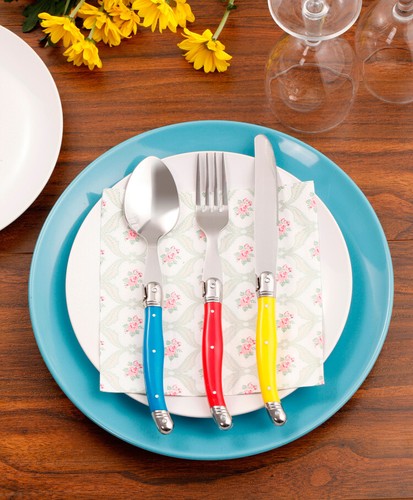 24PCS Laguiole Style Stainless Steel Dinnerware Set Cutlery Dinnerware Set New - Zdjęcie 4 z 7