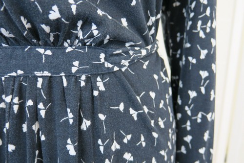 French Connection Midi Dress Size 14 Navy Floral Print Tie Backs Jersey - Picture 8 of 14