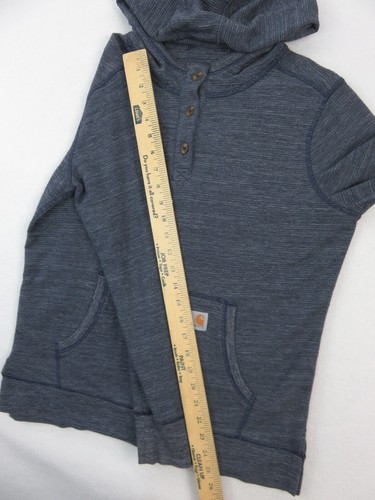 Womens Carhartt Norwalk Henley Hoodie Knit Sweatshirt Sz M Pocket Fitted Blue - Picture 7 of 8