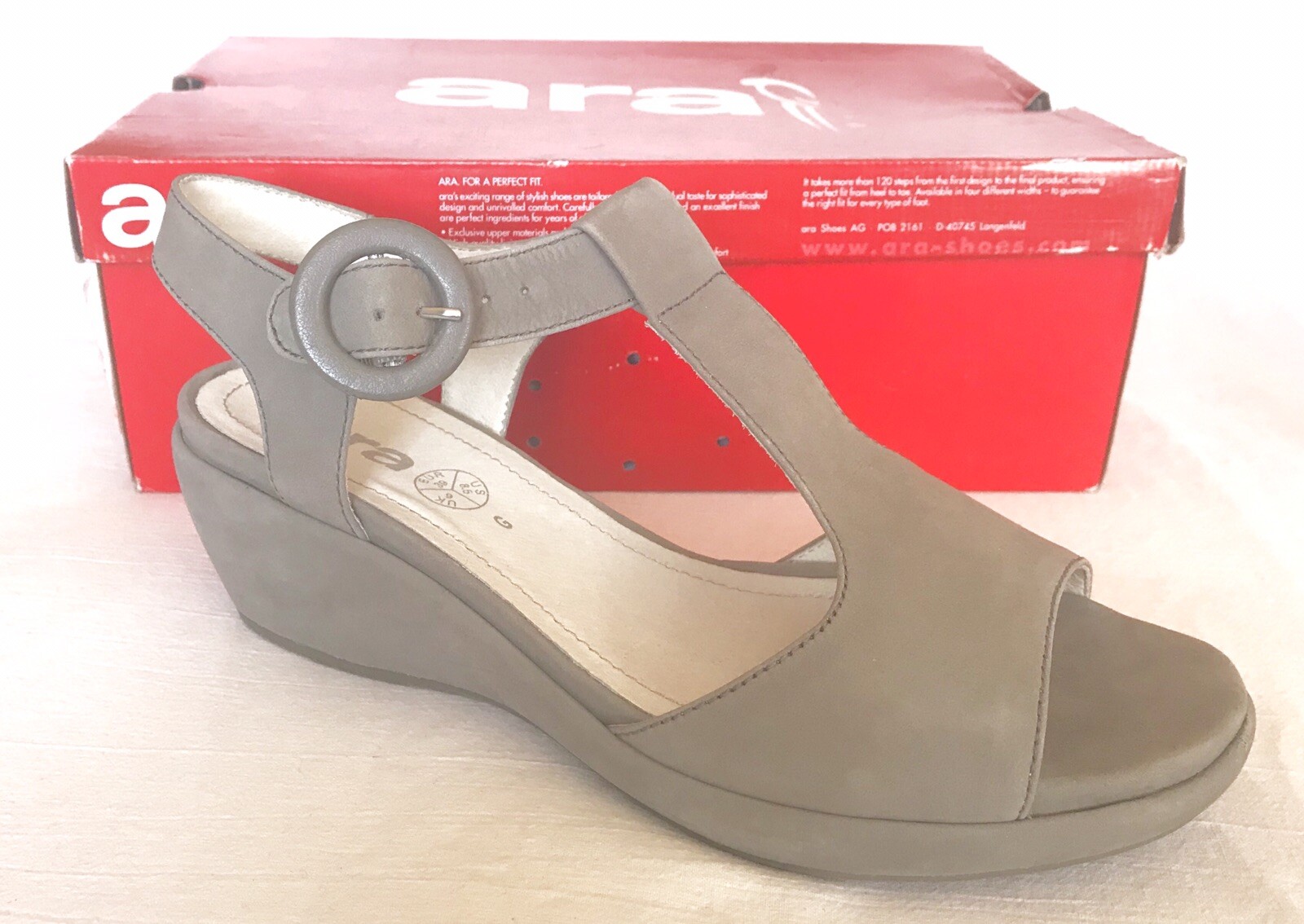 ARA ARA ARA Women's Shelby 35353 Wedge Leather Nubuck Sandal Grey sz 8.5 EU 39 23330c ARA ARA ARA Women's Shelby 35353 Wedge Leather Nubuck Sandal Grey sz 8.5 EU 39 23330c
