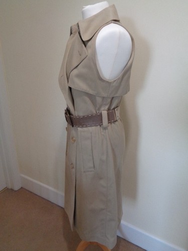 ALEXANDER MCQUEEN BRAND NEW BEIGE BELTED SLEEVELESS TRENCH COAT - SIZE 10 (42) - Picture 7 of 12