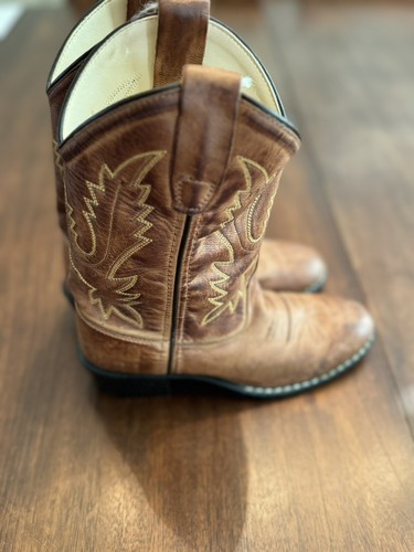 Old West Tan Cowboy Boots size 135 (9 Inches Heel To Toe) - Picture 3 of 5