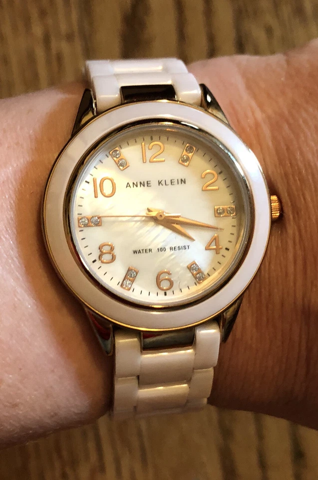 Women Anne Klein Blush Ceramic Mother-of-pearl Rose gold-Tone Watch - Image 3 of 4