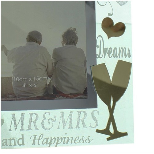 50th Wedding Anniversary Golden 3D Mirror Glass & Glitter 6x4 Frame Gift - Picture 4 of 4