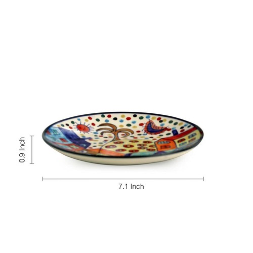 Ceramic Hut Printed Quarter Plates Set, 6-Pieces, Multicolour - Picture 4 of 4