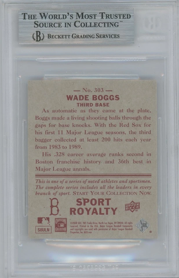 Wade Boggs 2008 Upper Deck Goudey #303 MINI RED BACK /34 - BGS MINT 9 - RARE! - Image 2 of 2