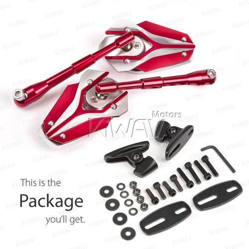 VAWiK Fairing mirrors red and silver VIPER black base fits Honda CBF CBR VFR VTR - Picture 8 of 8