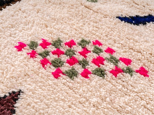 5x8 Handmade Moroccan Large  white Area Rug Azilal Wool Beni White Living room - Picture 8 of 10