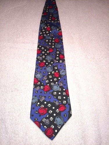 GEOFFREY BEENE MENS TIE BLACK BLUE RED AND GREEN 4 X 59 - Picture 2 of 4