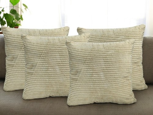 Set of 4 - Cushion Covers Plain Corduroy Cord Jumbo Super Soft 18x18" 45x45cm - Picture 125 of 192