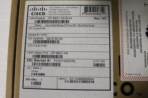 Cisco CP-8821-K9 Wireless IP VoIP Phone NEW - Picture 3 of 5