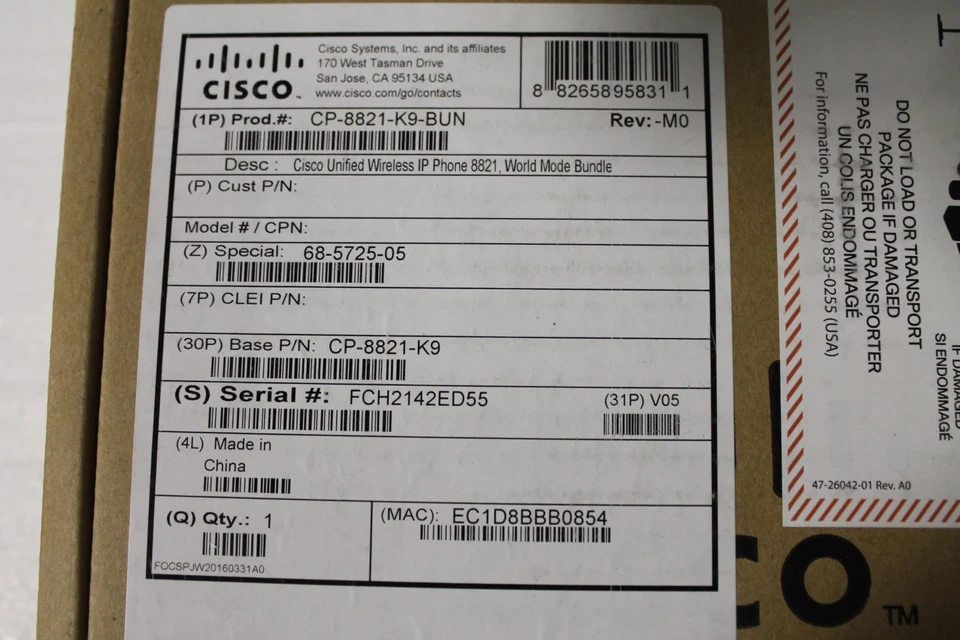 Cisco CP-8821-K9 Wireless IP VoIP Phone NEW - Image 3 of 4