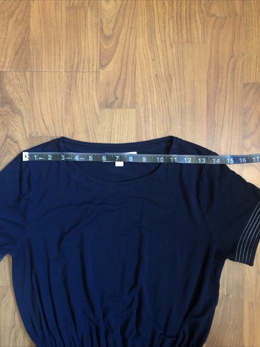Abito LOFT manica corta blu navy bianco X-Small XS elastico in vita maglia elasticizzata - Foto 5 di 12