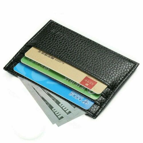 Męski smukły skórzany portfel etui na karty przednia kieszeń portfele dowód osobisty kieszeń cienka - Zdjęcie 1 z 8